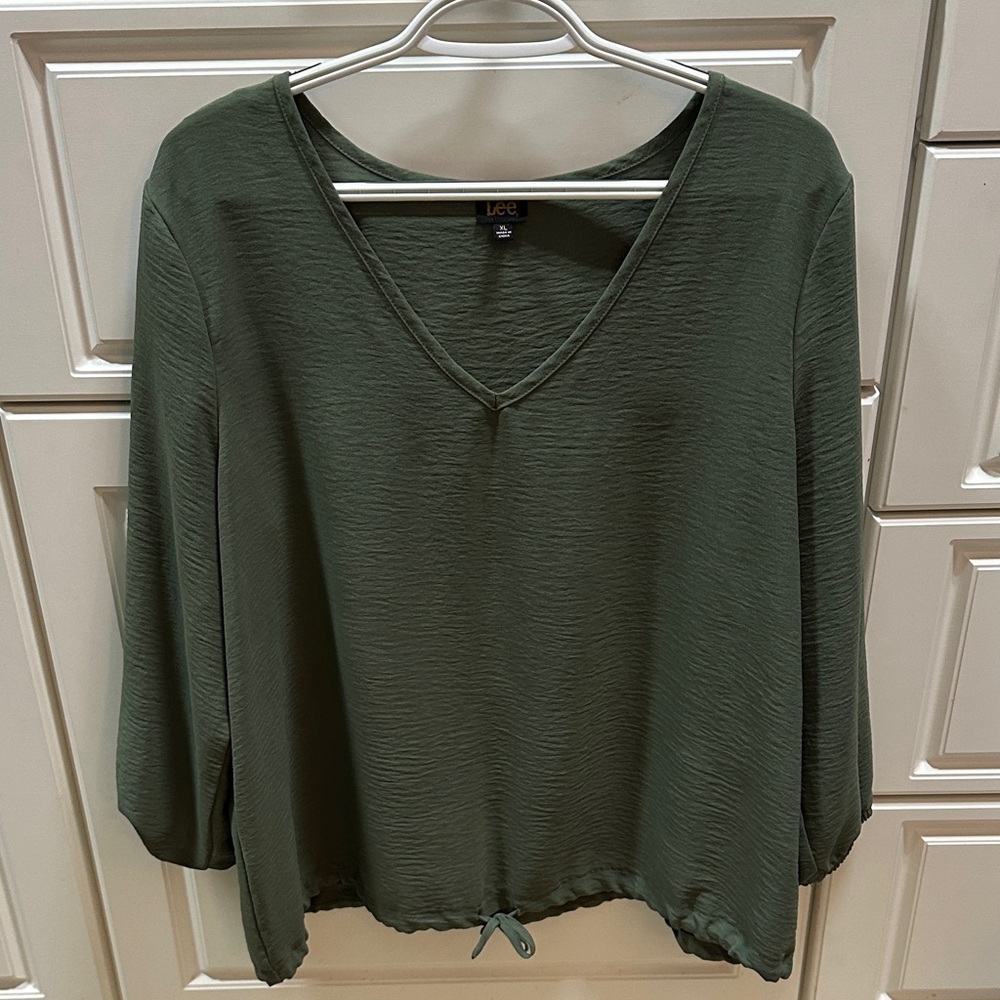 Lee Olive V-Neck Blouse